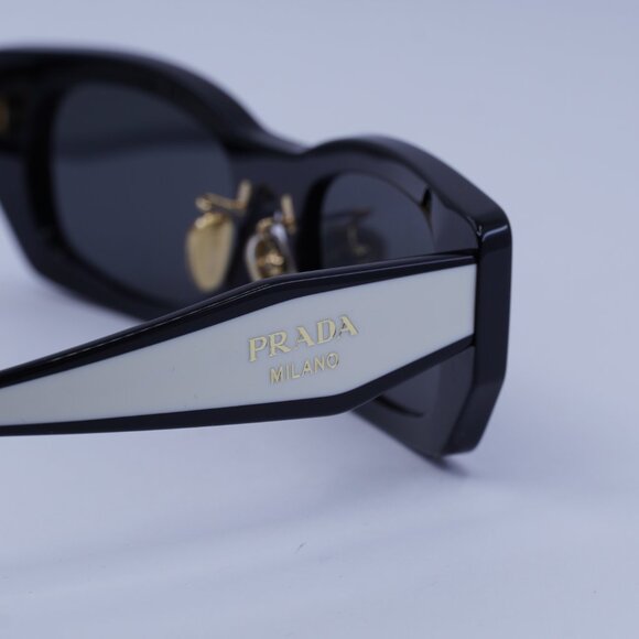 Prada PRB05SF 09Q08Z Sunglasses Black Rectangle Frame, Dark Grey Lenses - Picture 5 of 10